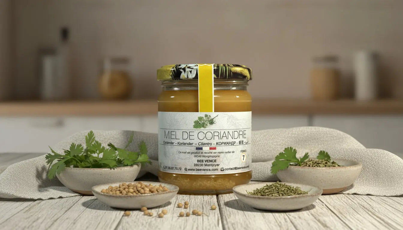 Miel de Coriandre : Un Nectar Aromatique aux Saveurs Épicées BEE VENCE