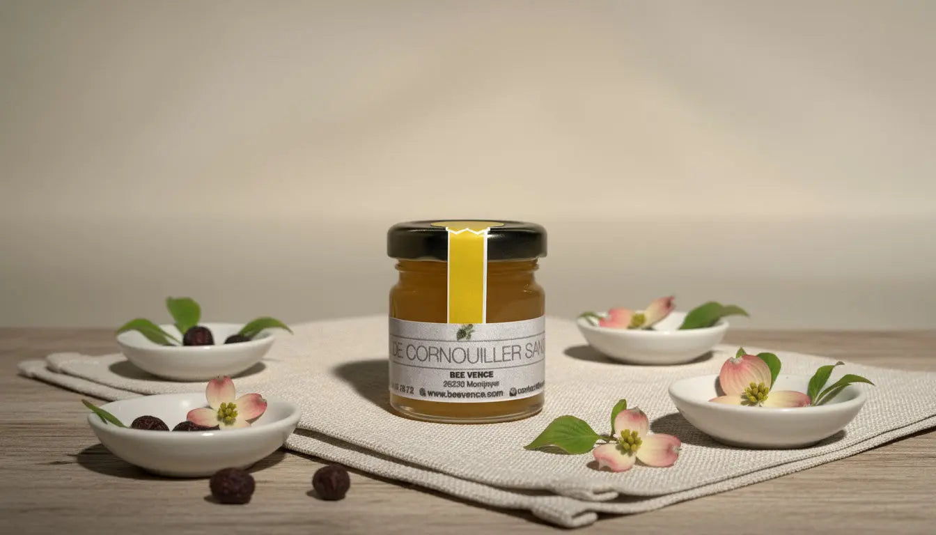 Miel de Cornouiller Sanguin : Un Nectar Délicat et Rare BEE VENCE
