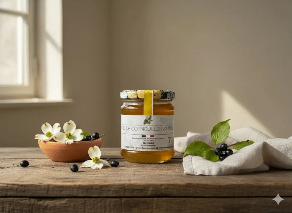 Miel de Cornouiller Sanguin : Un Nectar Délicat et Rare BEE VENCE