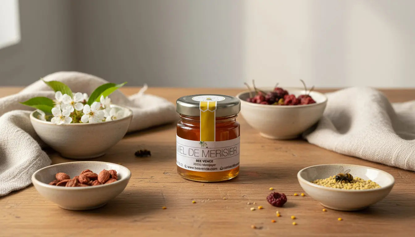 Miel de Merisier : Un Nectar Printanier aux Douces Saveurs d'Amande BEE VENCE