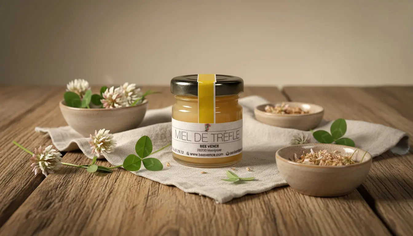 Miel de Trèfle : Un Nectar Doux et Floral des Prairies Fleuries BEE VENCE