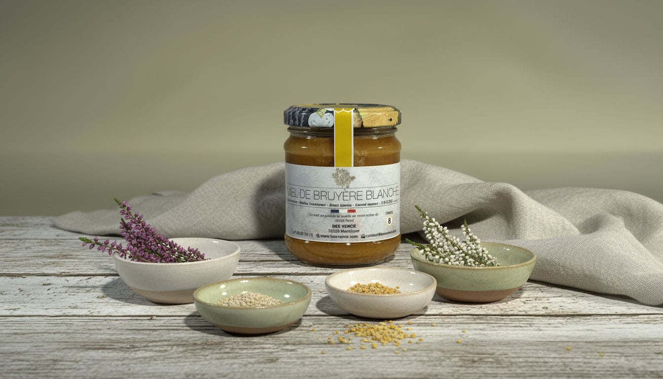 Miel de Bruyère Blanche 100% français : Un délice rare et intense