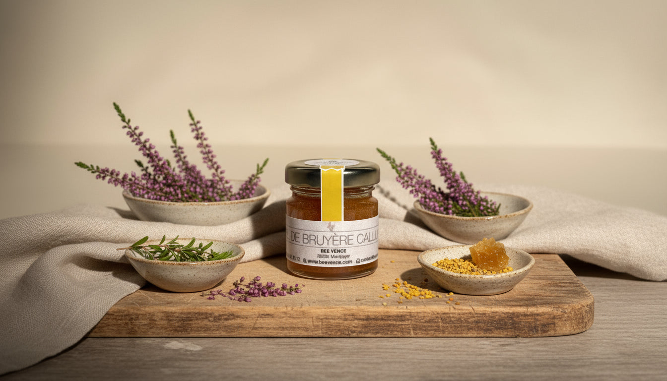 Miel de Bruyère Callune : Un Nectar Corsé aux Arômes de Bruyère Sauvage